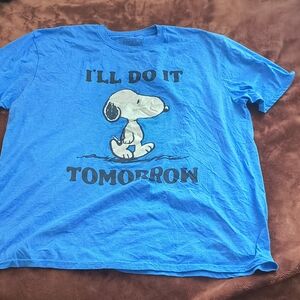 Peanuts Blue Snoopy 'I'll Do It Tomorrow' Tee